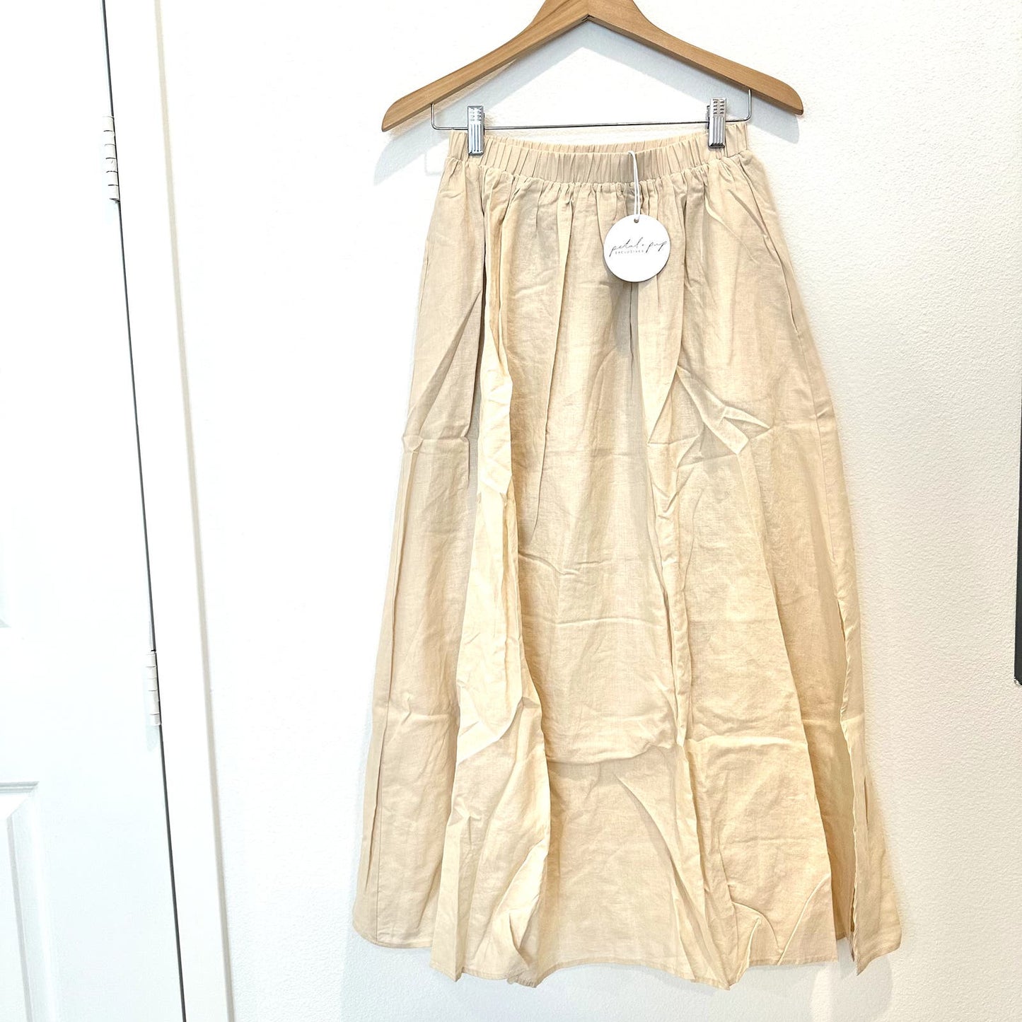Petal & Pup Esther linen blend beige maxi skirt