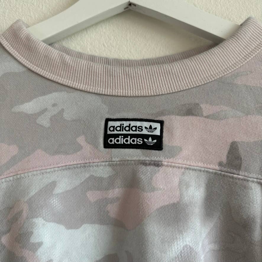 Adidas pink gray camo camouflage cropped sweatshirt