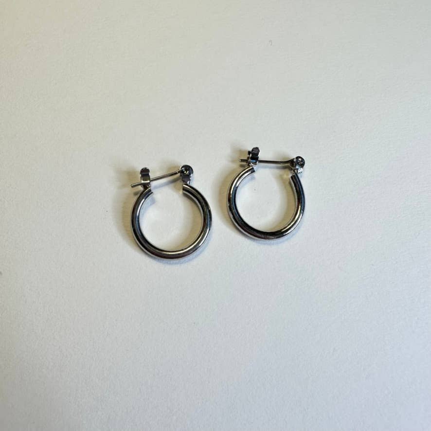 Silver color small sized hoop earrings
