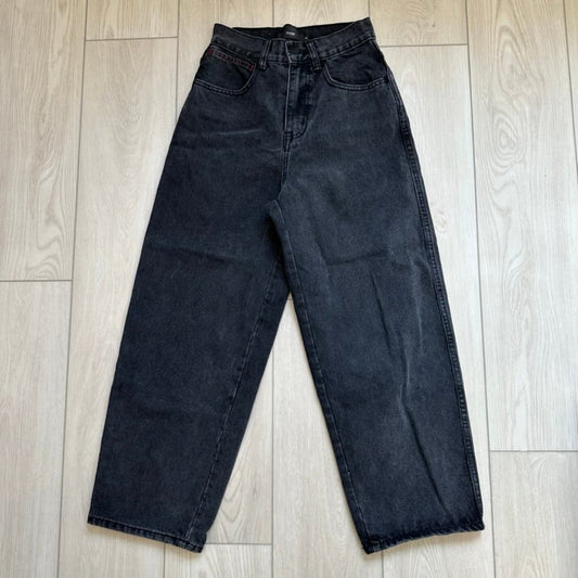 Faded black high waisted wide leg baggy jeans small