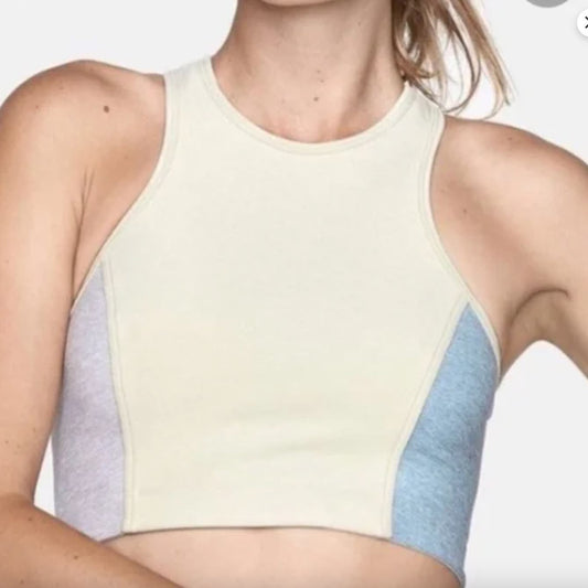 Outdoor Voices Athena colorblock pale yellow crop top sports bra bralette