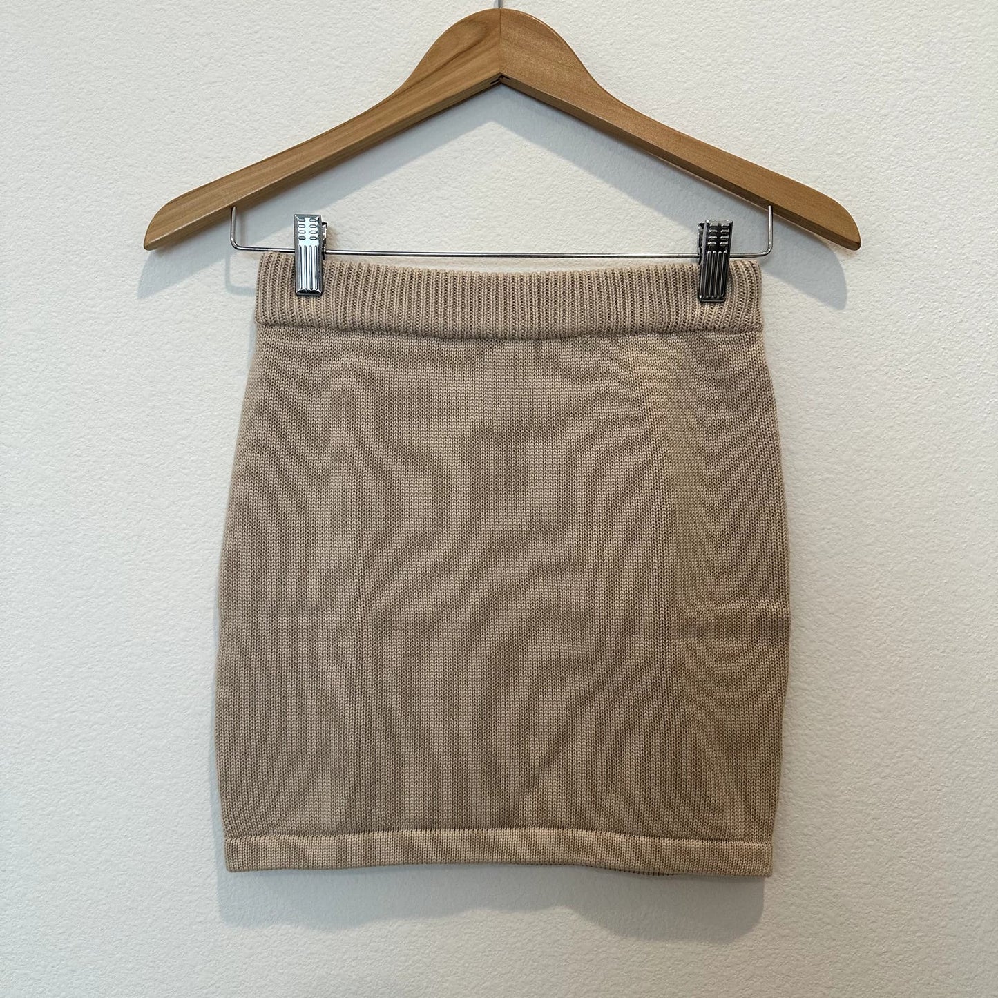 Petal & Pup Beni beige knit bodycon mini skirt