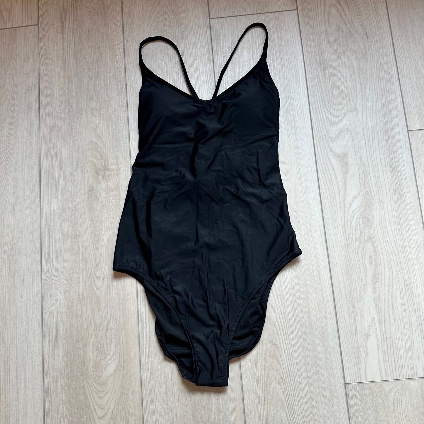Aerie black strappy full coverage one piece swimsuit