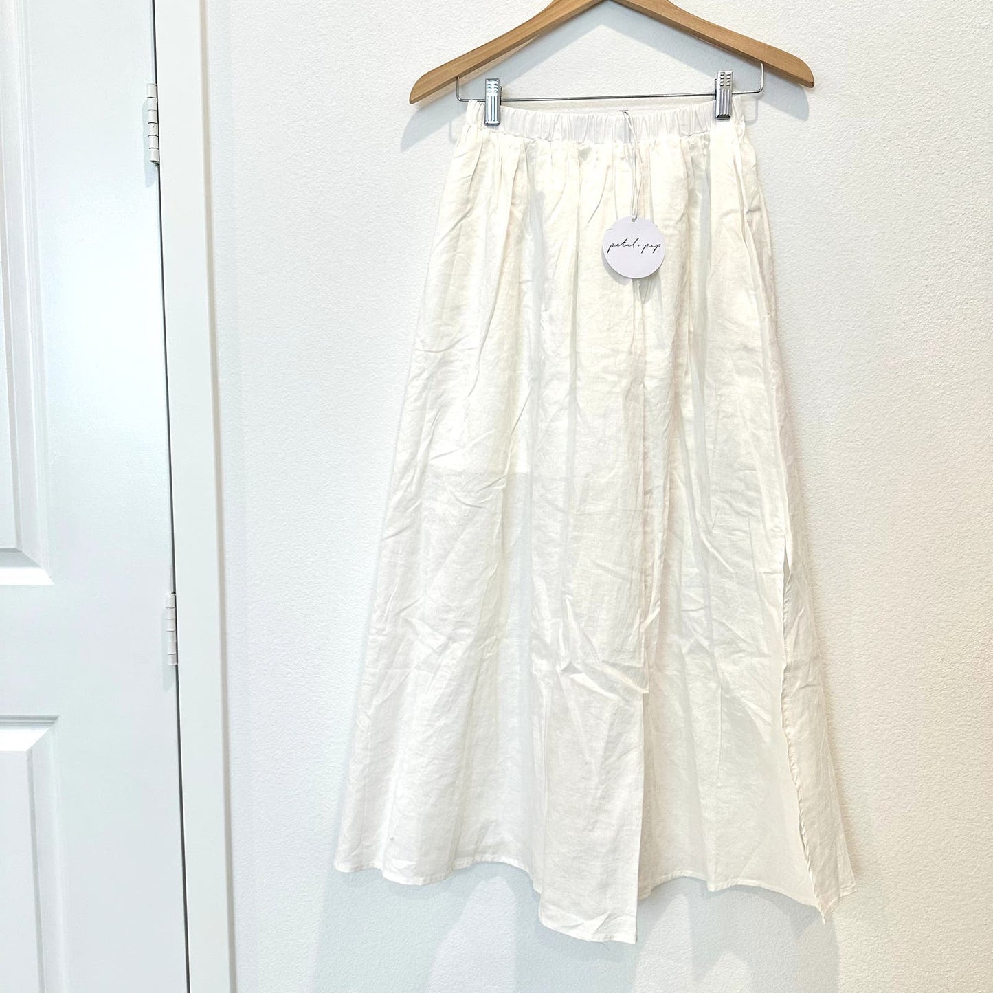Petal & Pup Esther linen blend white maxi skirt
