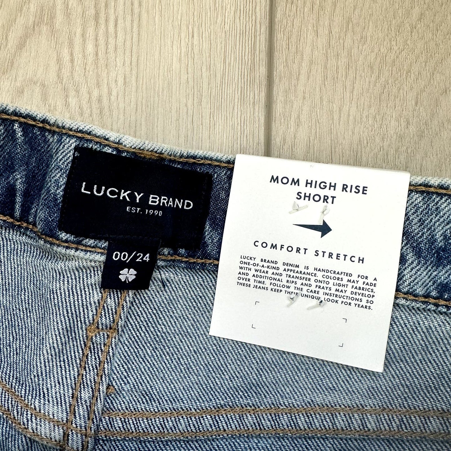 Lucky Brand mom high rise cutoff raw hem denim jean shorts