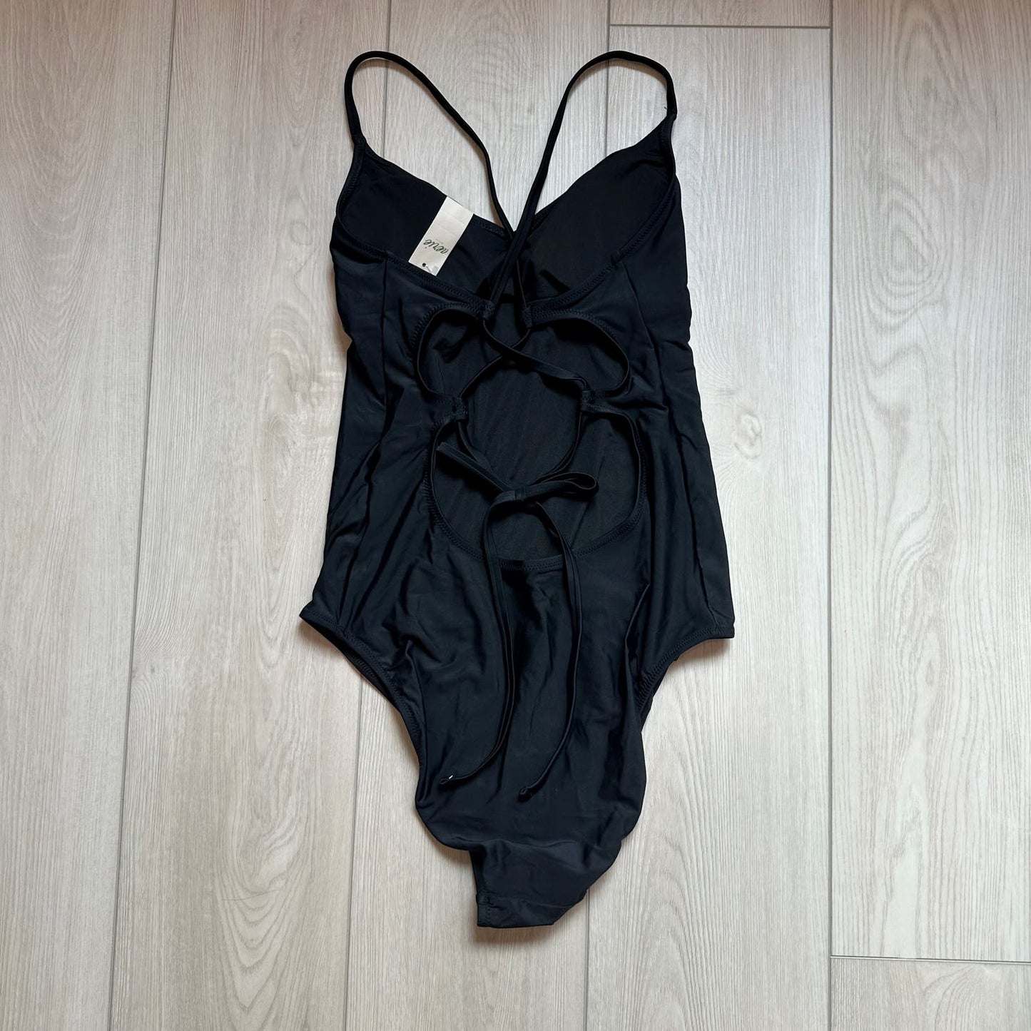 Aerie black strappy full coverage one piece swimsuit