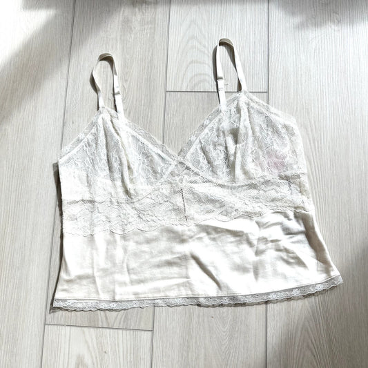 Victoria's Secret cream silk lace cropped camisole lingerie top