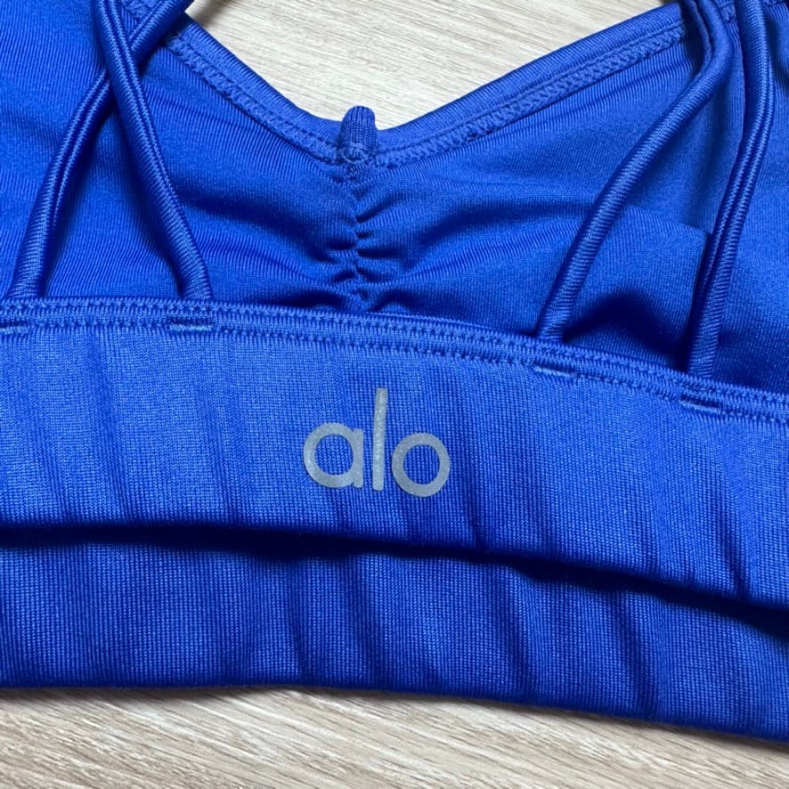 Alo Yoga Sunny Strappy minimalist sports bra Deep Electric Blue