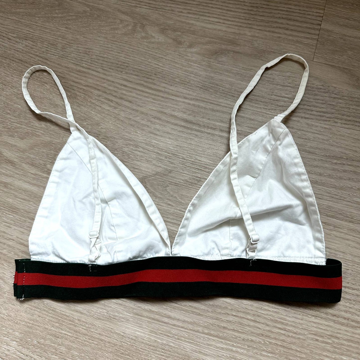 White striped red green triangle bralette crop top