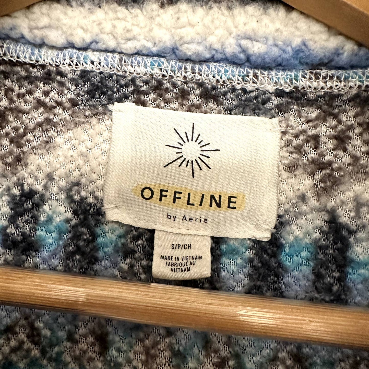 Offline Aerie Aztec Fair Isle printed sherpa fleece quarter zip cozy sweater
