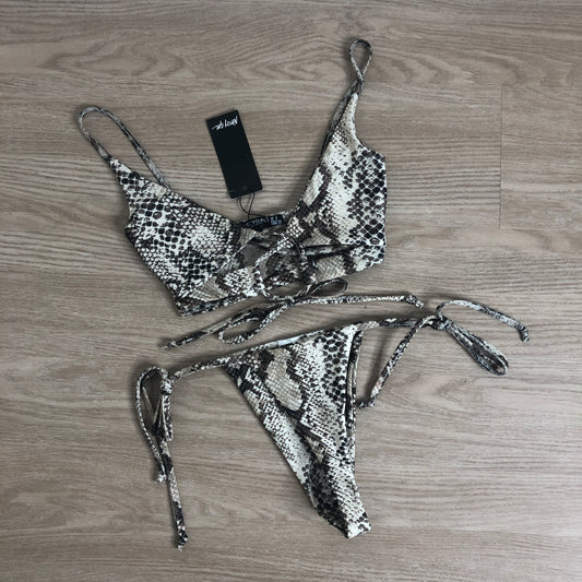 Nasty Gal Moving Snakey snake print strappy bikini set
