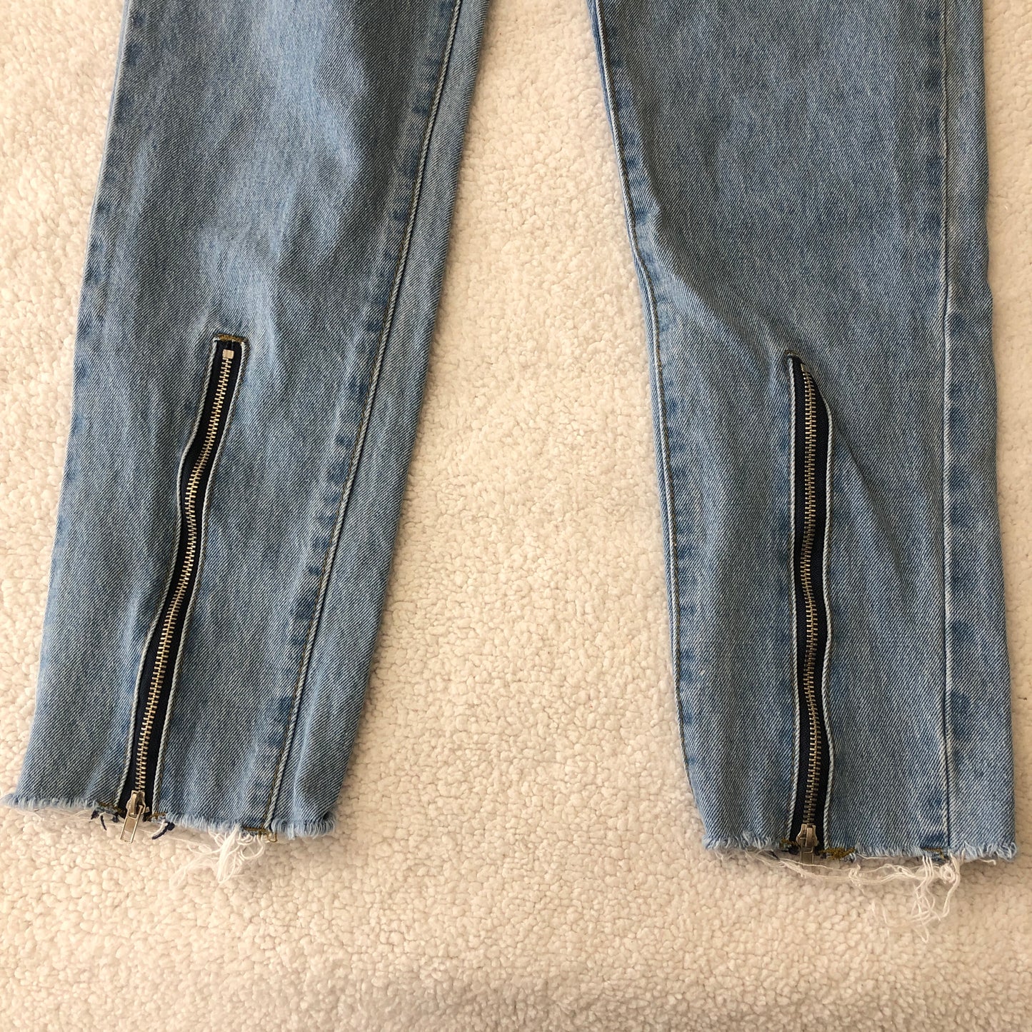 Nasty Gal light wash mom tapered zipper jeans