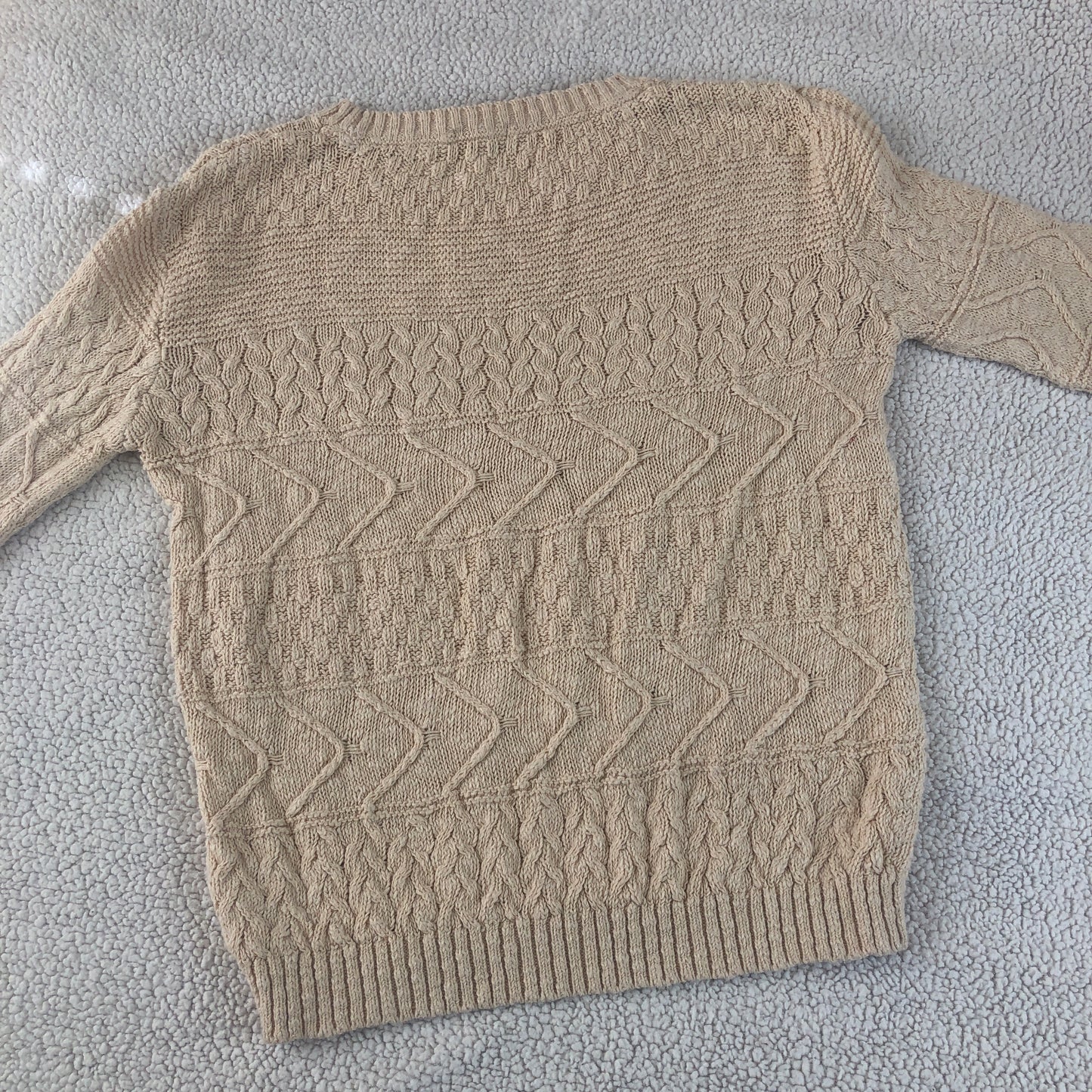 Cream Fair Isle textured knit sweater