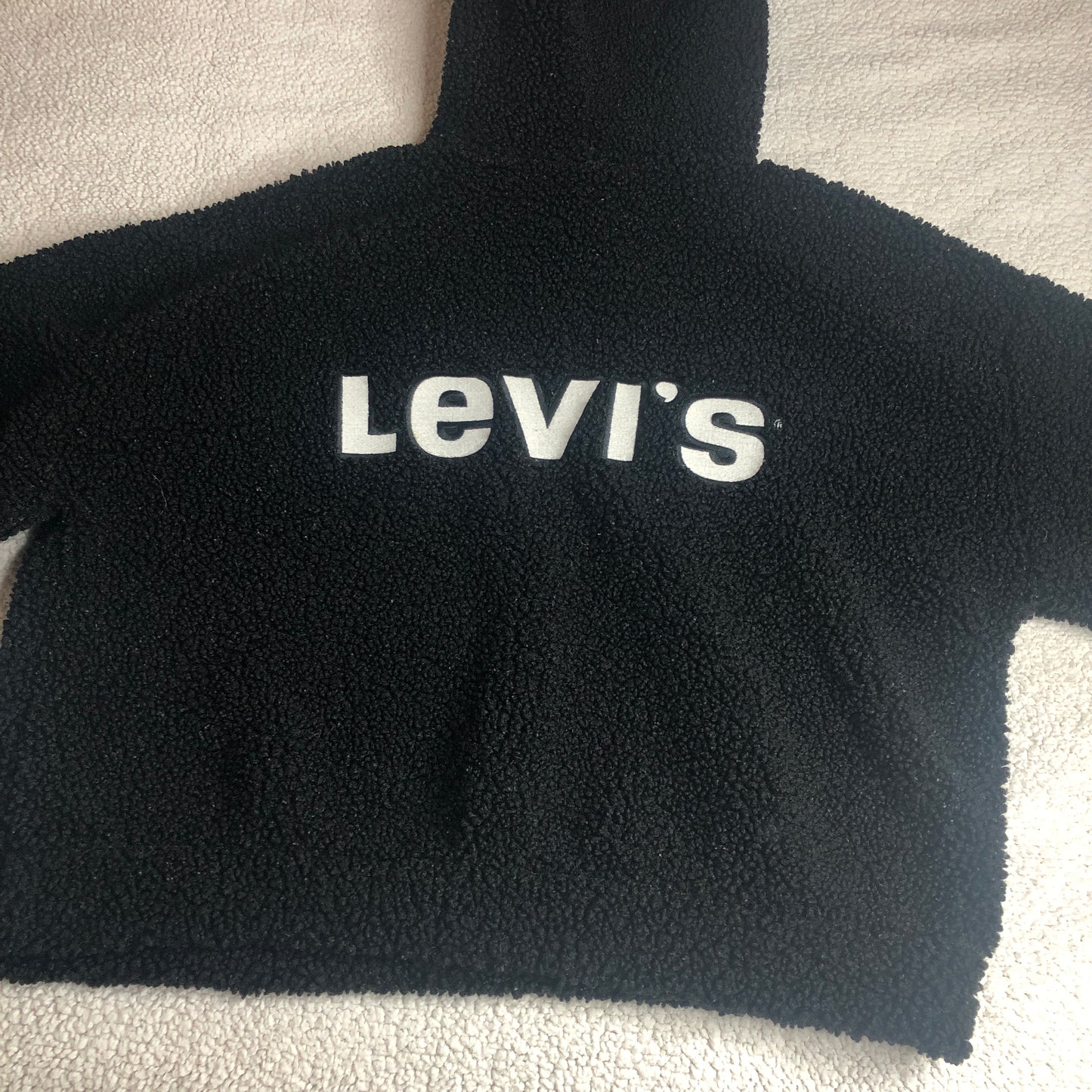 Levi's Anna sherpa teddy black hoodie embroidered logo warm cozy