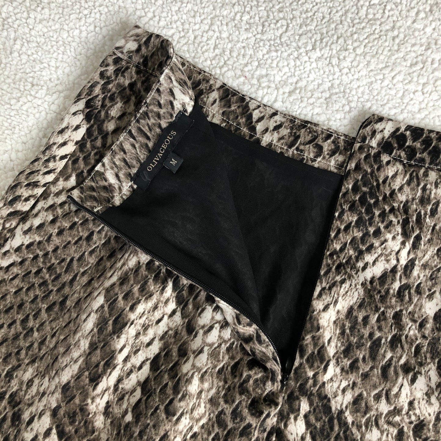 Snakeskin reptile print ruffle wrap zip miniskirt