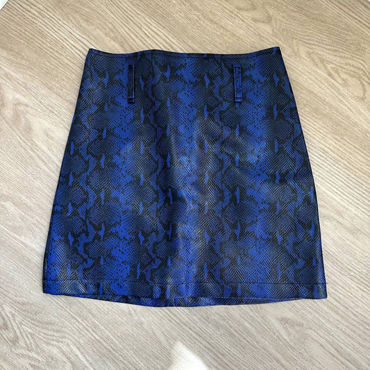 The Ragged Priest Racer blue snakeskin faux leather mini bodycon skirt