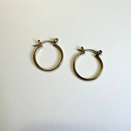 Gold color medium sized hoop earrings